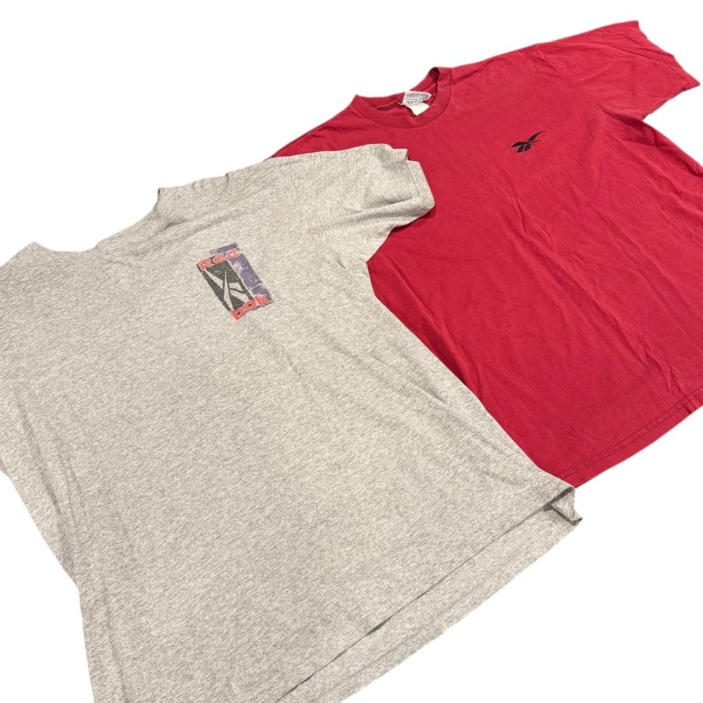 Reebok vintage tee shirts men size large bundle X2 gray red 90s single stitch